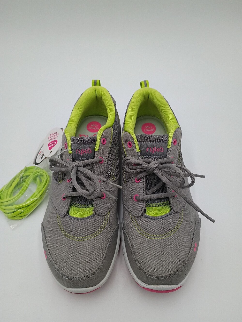 Ryka Skywalk Shoes Womens Size 8 W. Gray & Green Running Athletic Sneakers